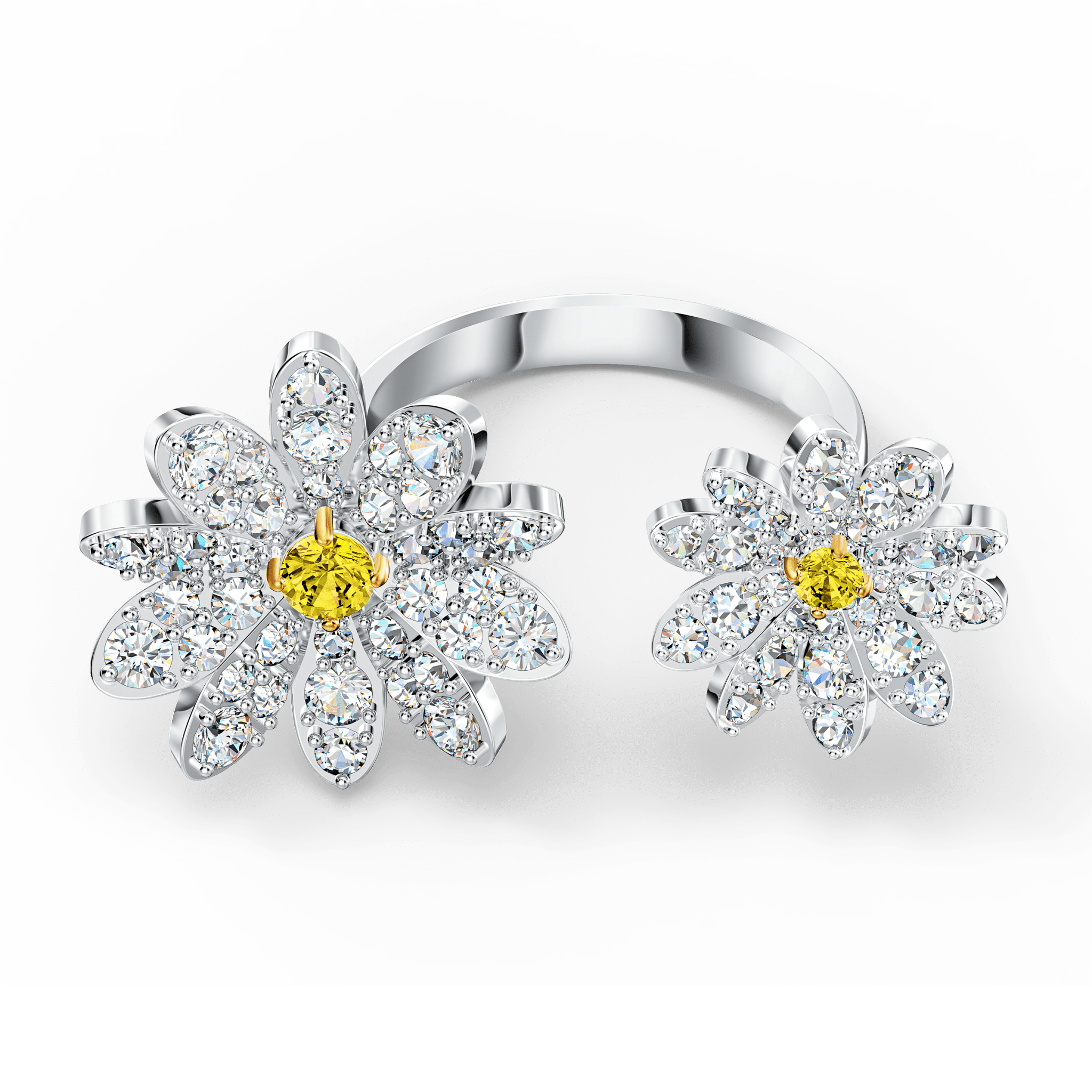 Swarovski Eternal Flower Open Ring, Yellow, Mixed Metal Finish -Swarovski