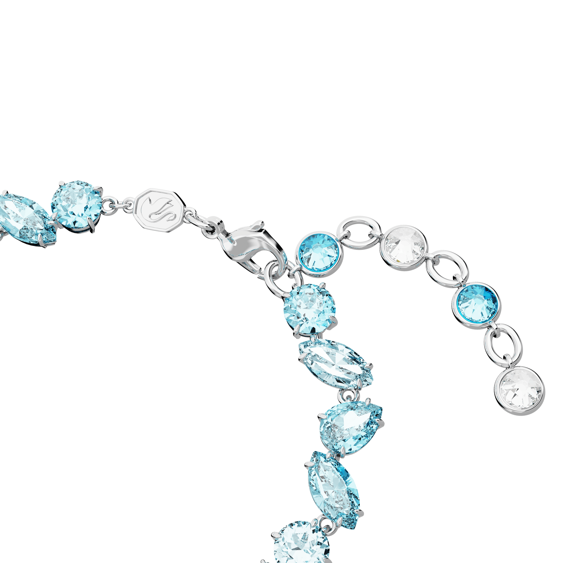 Swarovski Gema bracelet Mixed cuts, Blue, Rhodium plated -Swarovski
