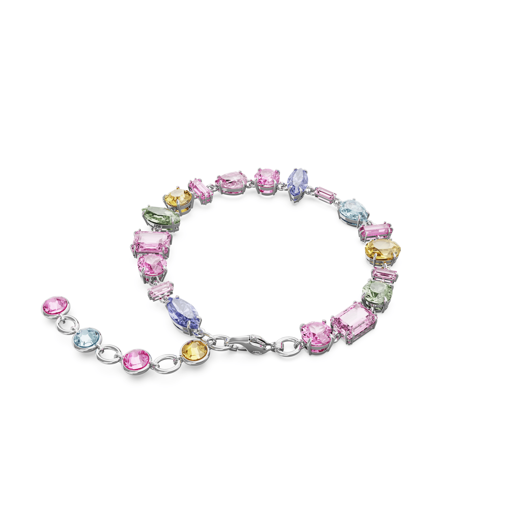 Swarovski Gema bracelet Mixed cuts, Multicoloured, Rhodium plated -Swarovski