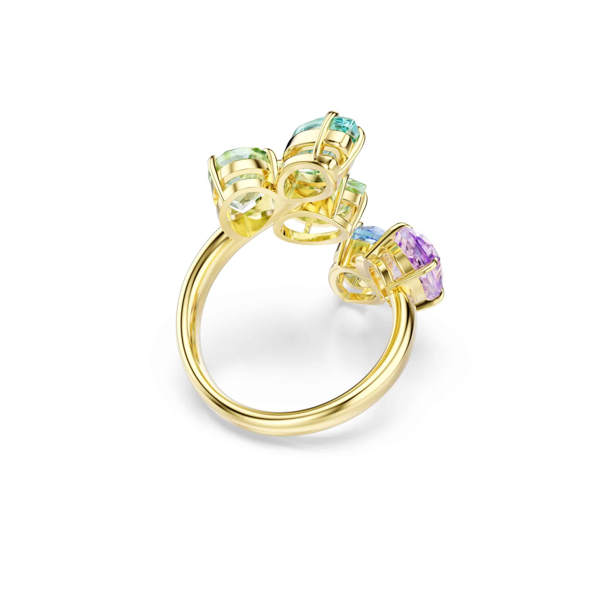 Swarovski Gema Motif ring, Mixed cuts, Multicolored, Gold-tone plated -Swarovski