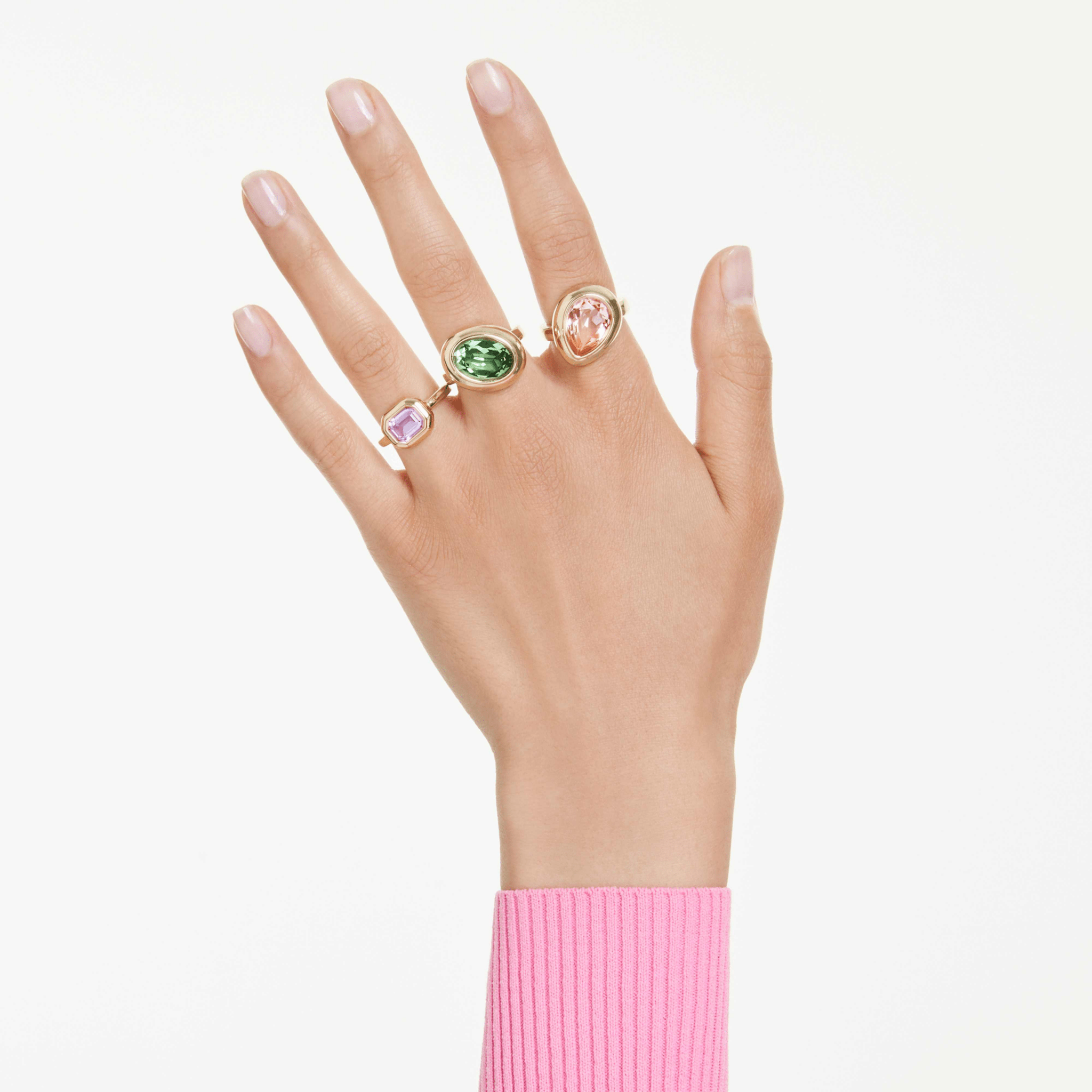 Swarovski Gema Motif ring, Set (3), Multicolored, Gold-tone plated -Swarovski
