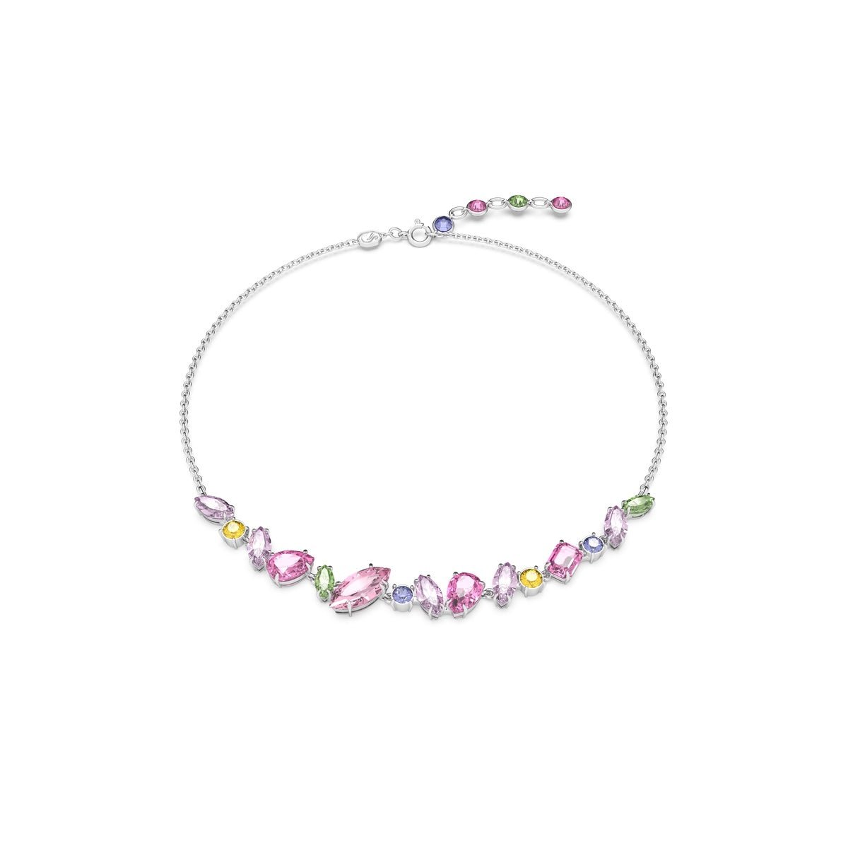 Swarovski Gema necklace Mixed cuts, Multicoloured, Rhodium plated -Swarovski
