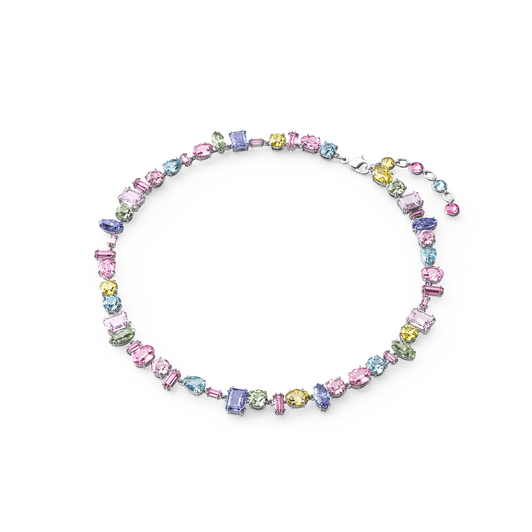Swarovski Gema necklace Mixed cuts, Multicoloured, Rhodium plated -Swarovski