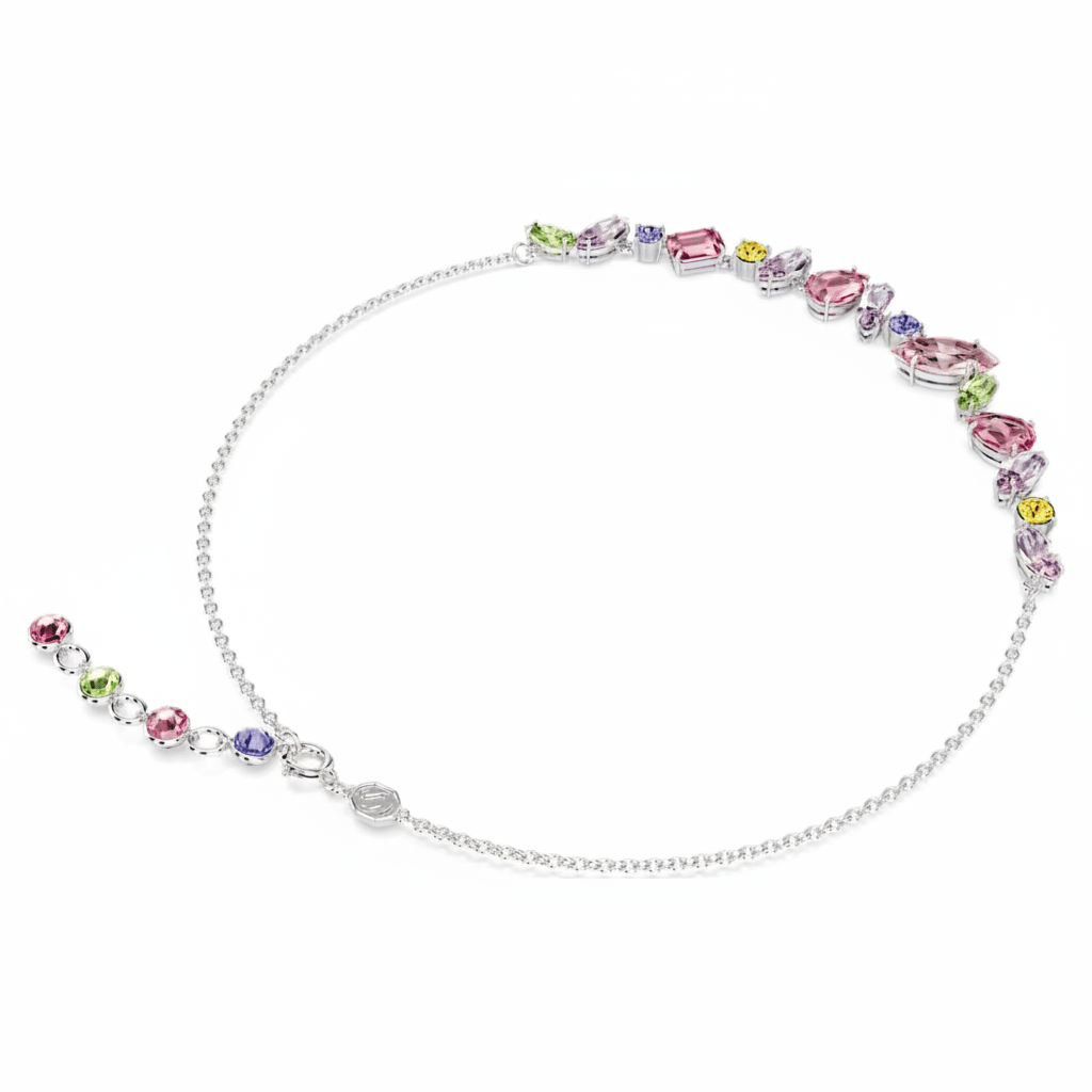 Swarovski Gema necklace Mixed cuts, Multicoloured, Rhodium plated -Swarovski