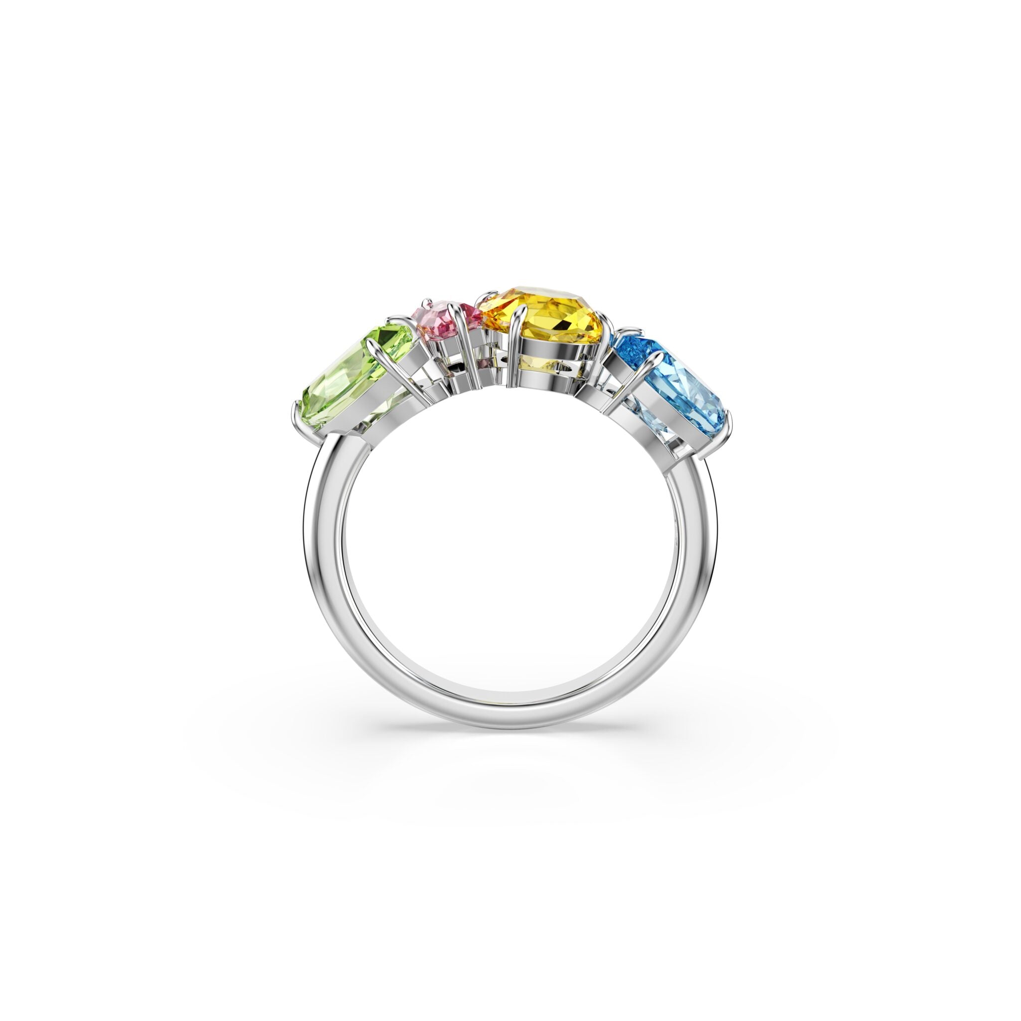 Swarovski Gema Ring Mixed Cut, Multicolor, Rhodium Plated -Swarovski
