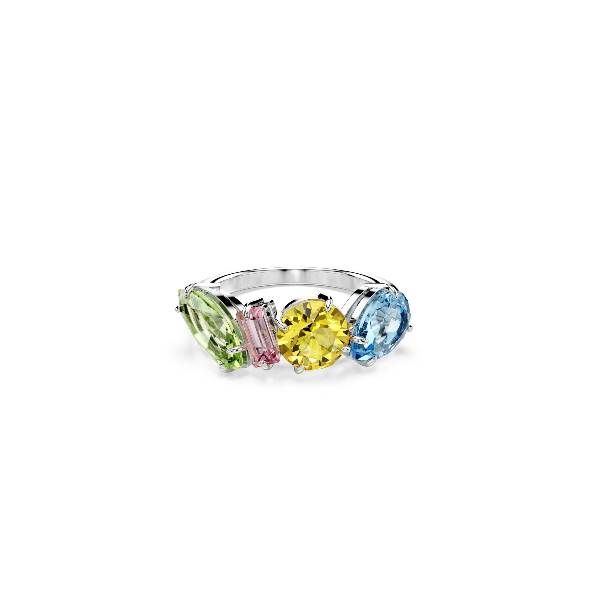 Swarovski Gema Ring Mixed Cut, Multicolor, Rhodium Plated -Swarovski