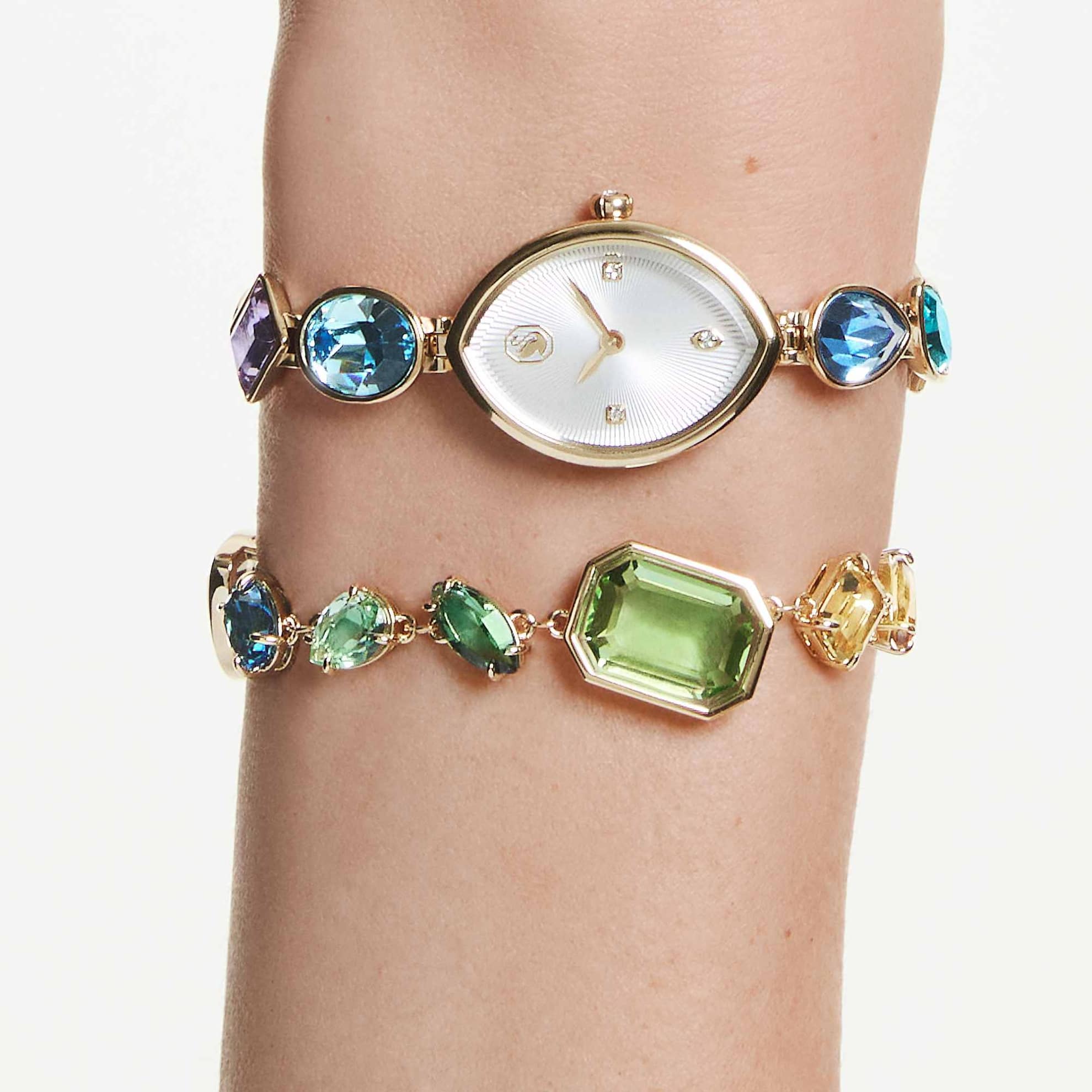 Swarovski Gema Watch, Crystal Bracelet, Gold tone, Gold-tone finish -Swarovski