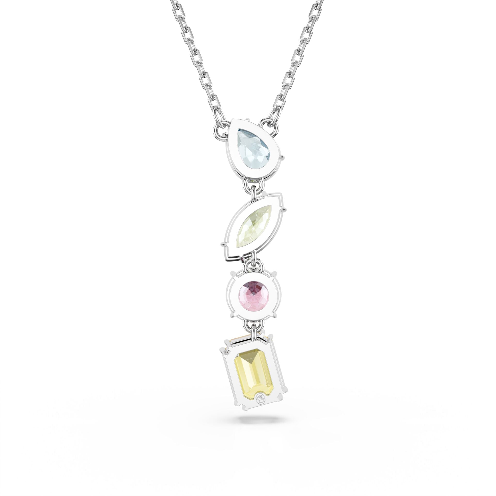 Swarovski Gema Y-shaped Pendant Mixed Cut, Multicolor, Rhodium Plated -Swarovski