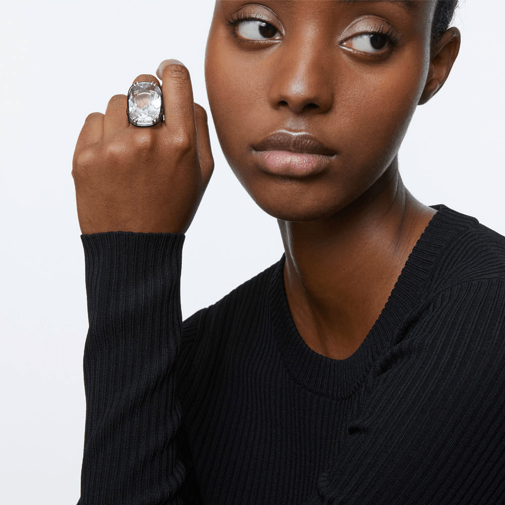 Swarovski Harmonia Ring, Oversized Crystal, White, Metal Mix -Swarovski