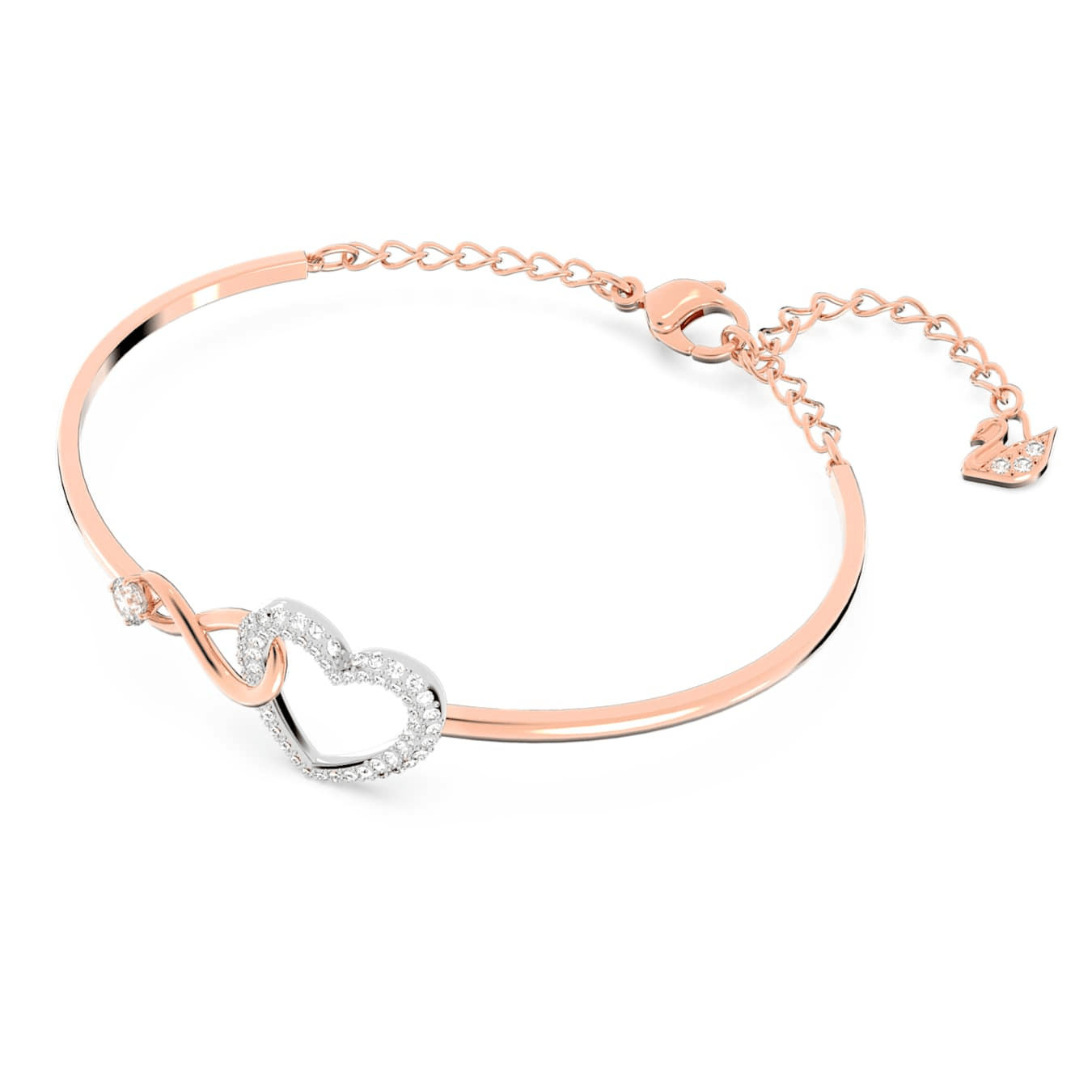 Swarovski Hyperbola bangle Infinity and heart, White, Mixed metal finish -Swarovski