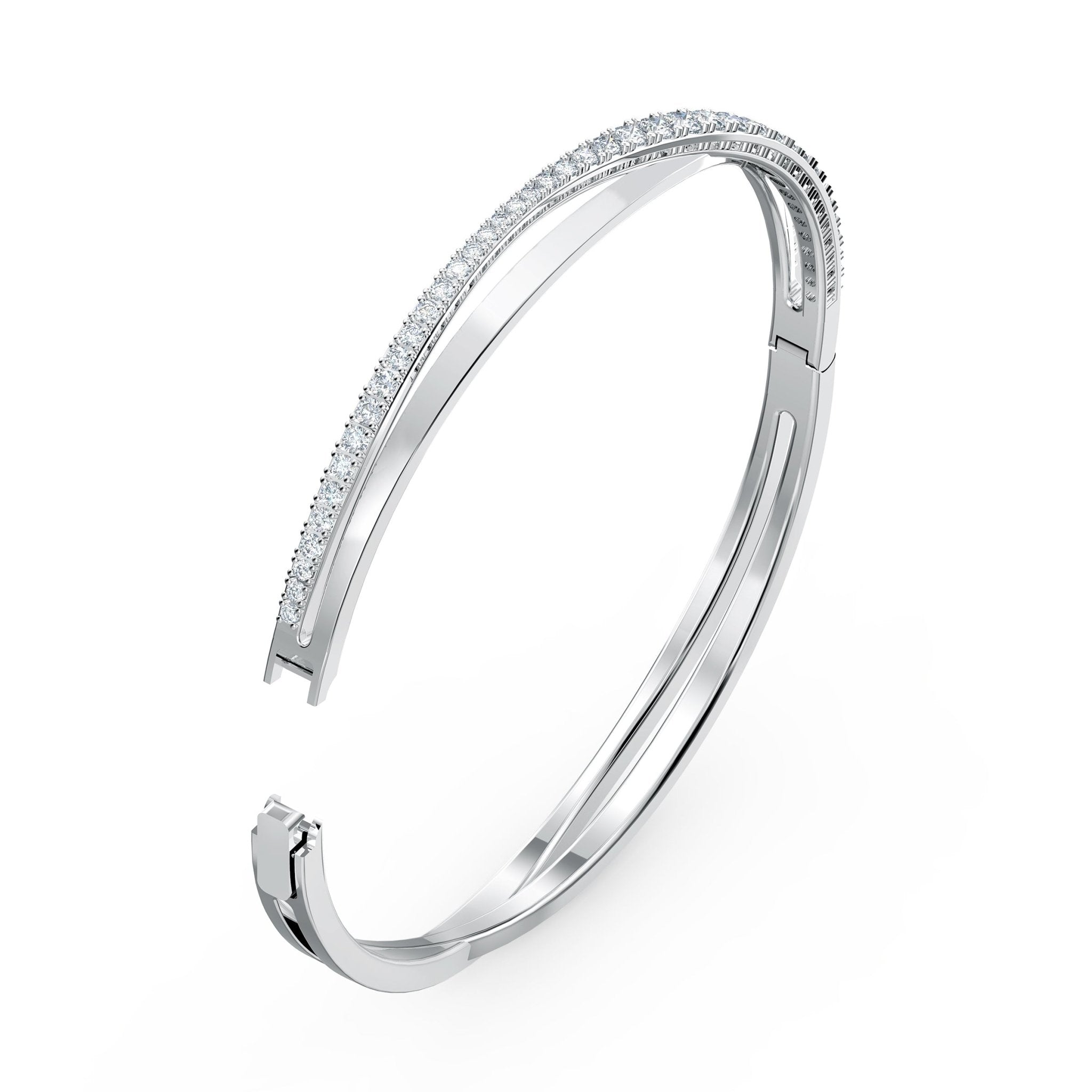 Swarovski Hyperbola Bangle Round Cut, White, Rhodium plated -Swarovski