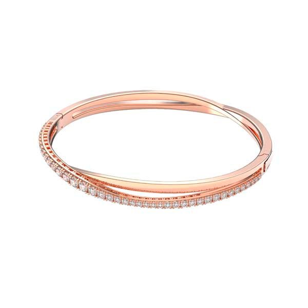 Swarovski Hyperbola bangle White, Rose gold-tone plated -Swarovski