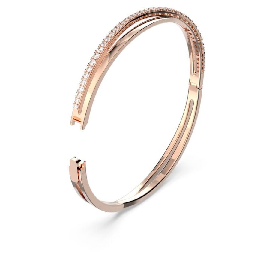 Swarovski Hyperbola bangle White, Rose gold-tone plated -Swarovski