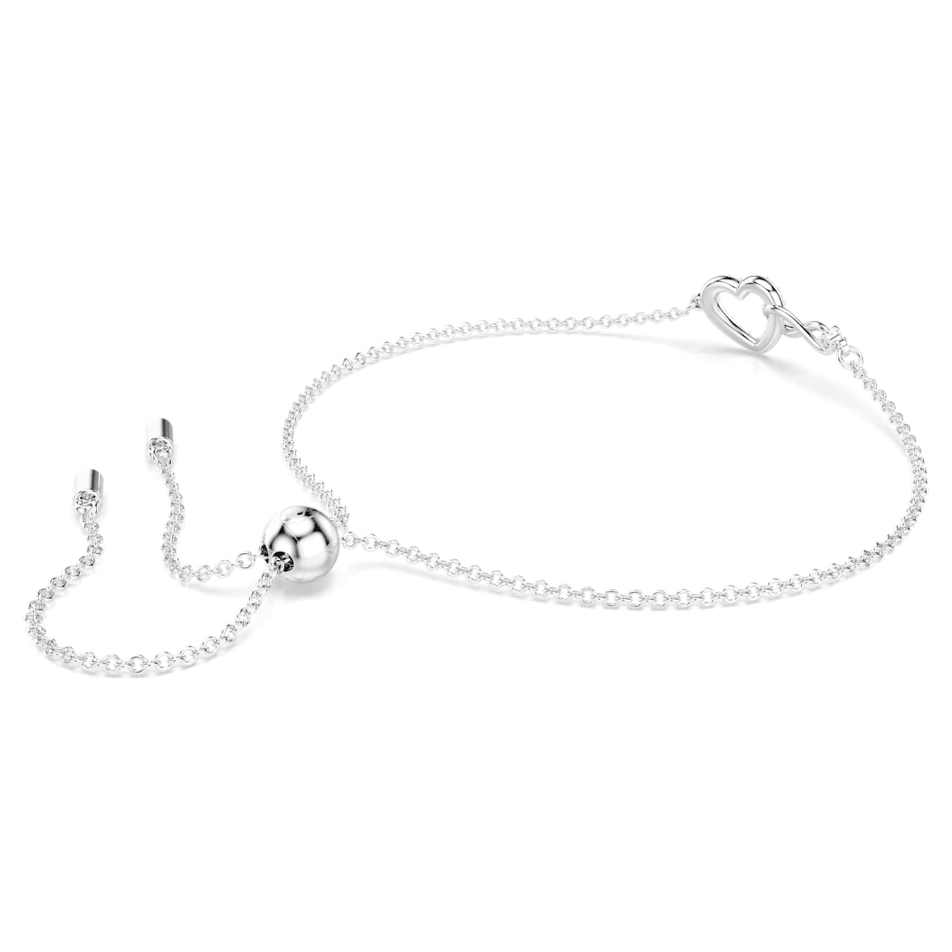 Swarovski Hyperbola bracelet Infinity and heart, White, Rhodium plated -Swarovski