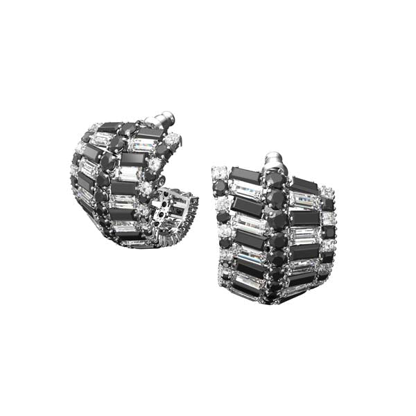 Swarovski Hyperbola Clip Earrings Mixed Cuts, Black, Rhodium Plated -Swarovski