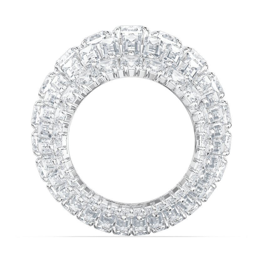 Swarovski Hyperbola Cocktail Ring Large, White, Rhodium plated -Swarovski