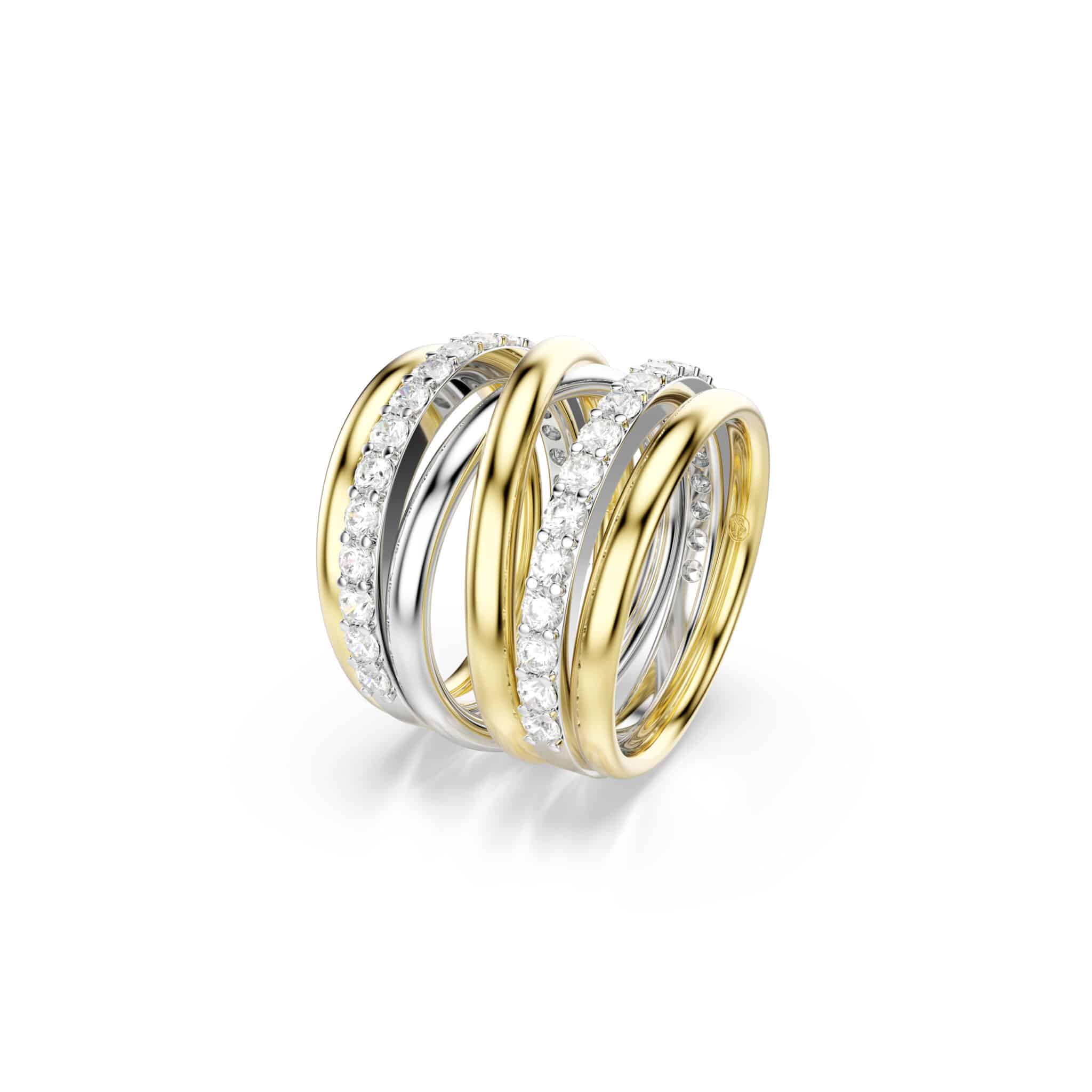 Swarovski Hyperbola Cocktail ring, Round cut, White, Mixed metal finish -Swarovski