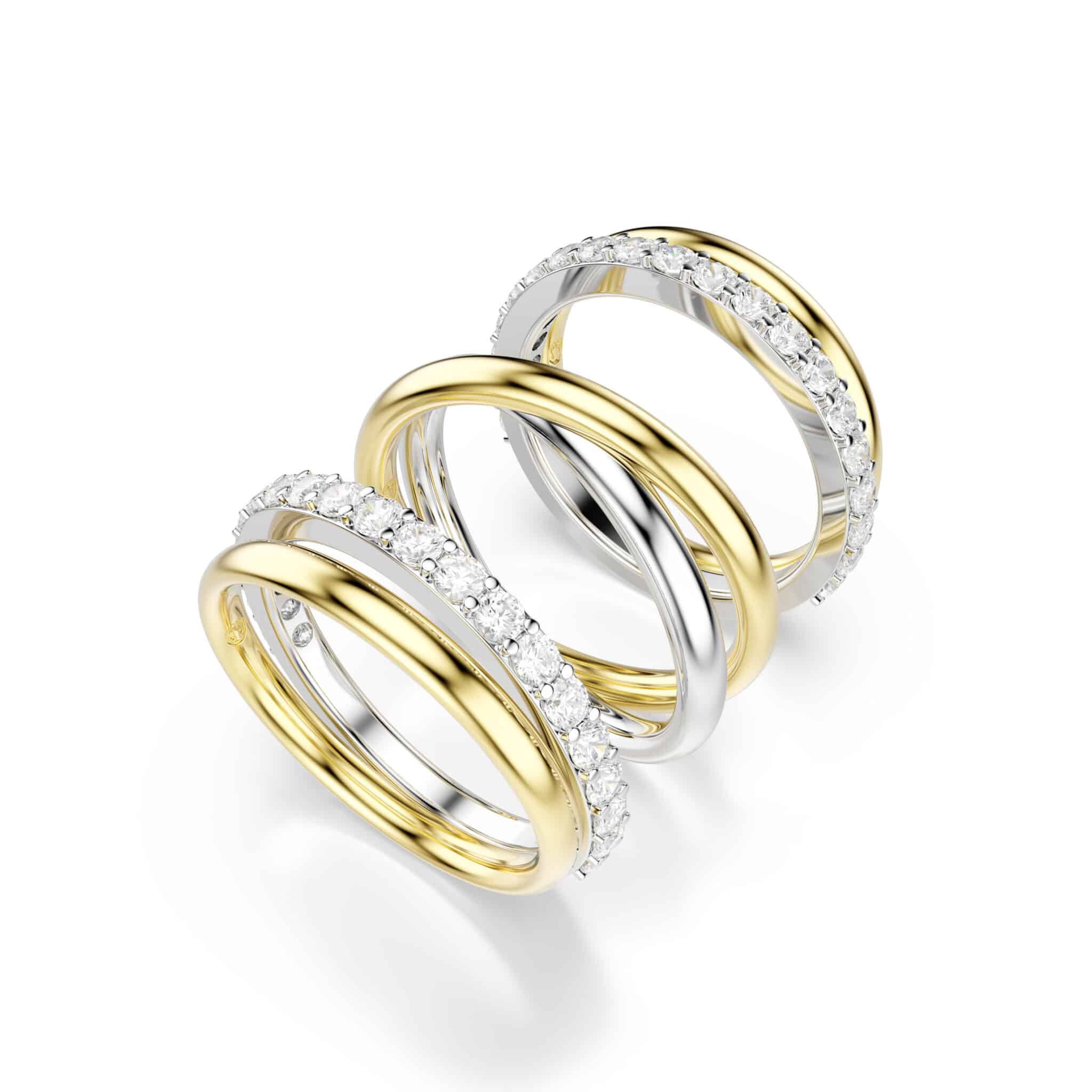 Swarovski Hyperbola Cocktail ring, Round cut, White, Mixed metal finish -Swarovski