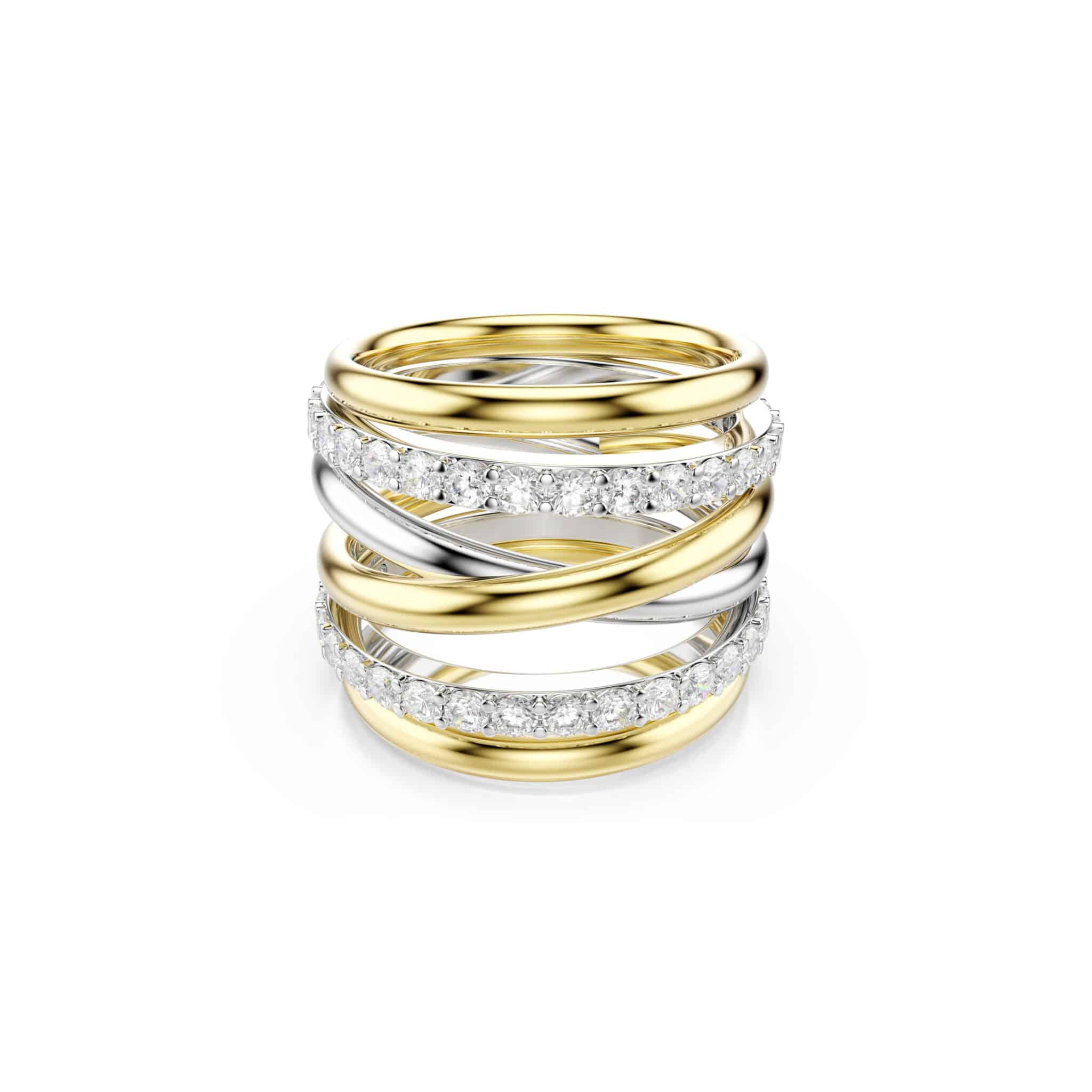 Swarovski Hyperbola Cocktail ring, Round cut, White, Mixed metal finish -Swarovski