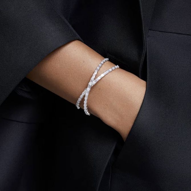 Swarovski Hyperbola Cuff, Infinity, White, Rhodium Plated -Swarovski