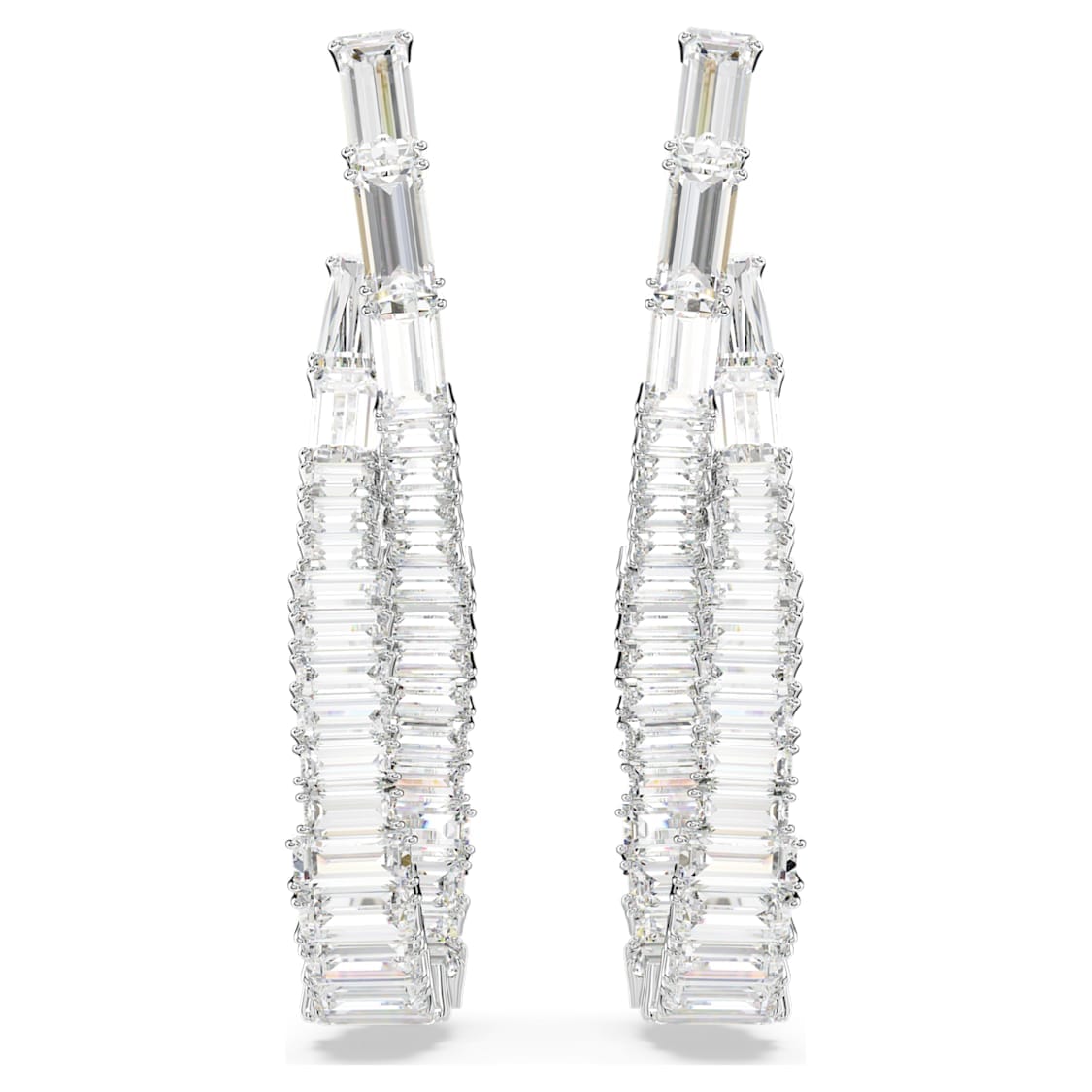 Swarovski Hyperbola Drop Earrings Infinity, White, Rhodium Plated -Swarovski
