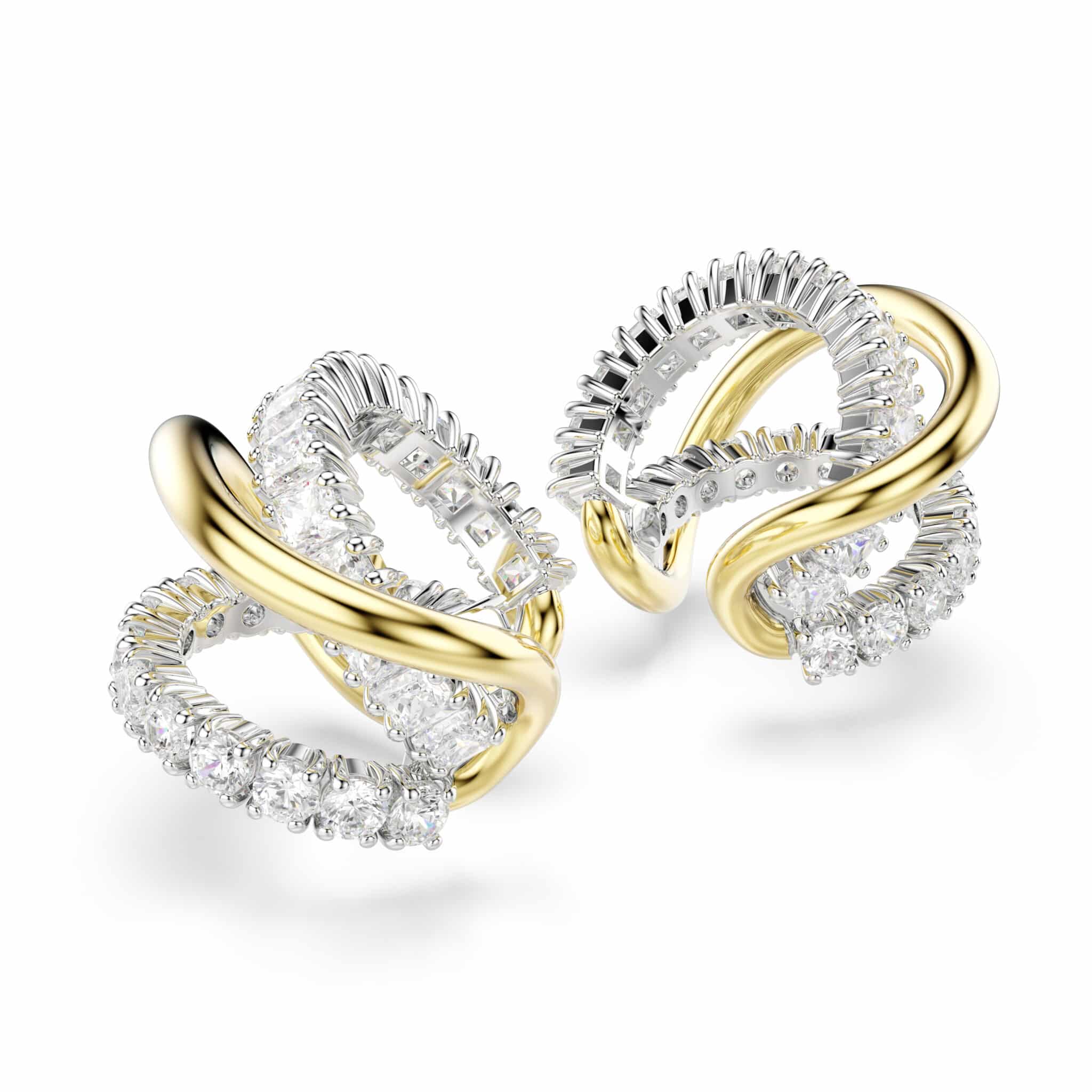 Swarovski Hyperbola ear Cuffs, Mixed cuts, White, Mixed metal finish -Swarovski