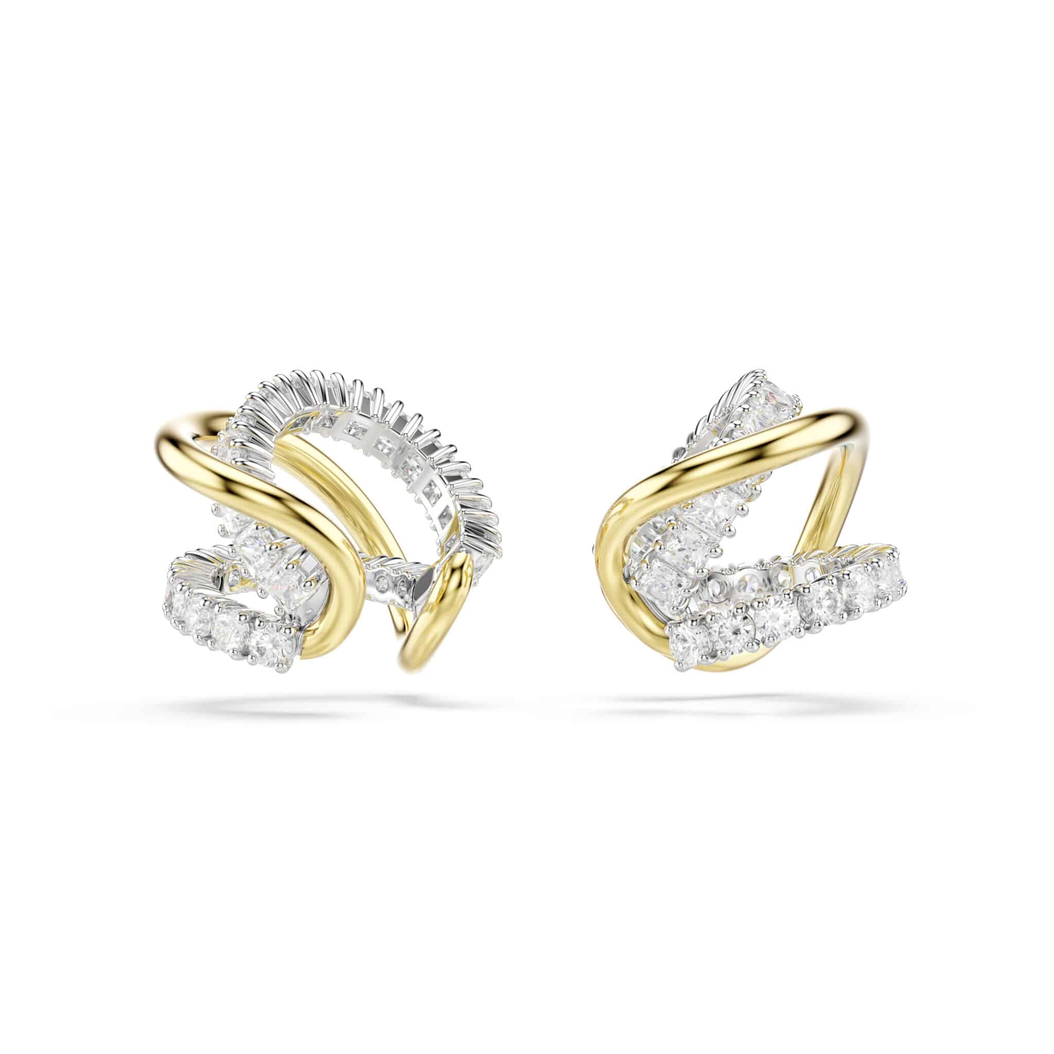 Swarovski Hyperbola ear Cuffs, Mixed cuts, White, Mixed metal finish -Swarovski