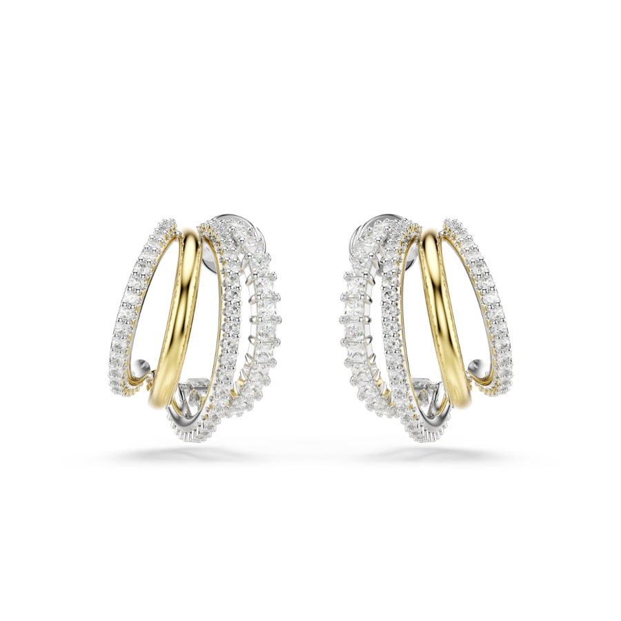 Swarovski Hyperbola Hoop Earrings, Mixed Cuts, Mini, White, Mixed Metal Finish -Swarovski