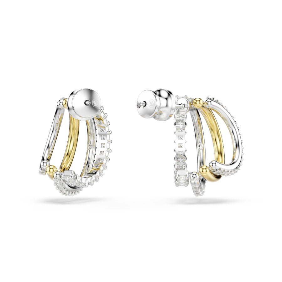 Swarovski Hyperbola Hoop Earrings, Mixed Cuts, Mini, White, Mixed Metal Finish -Swarovski