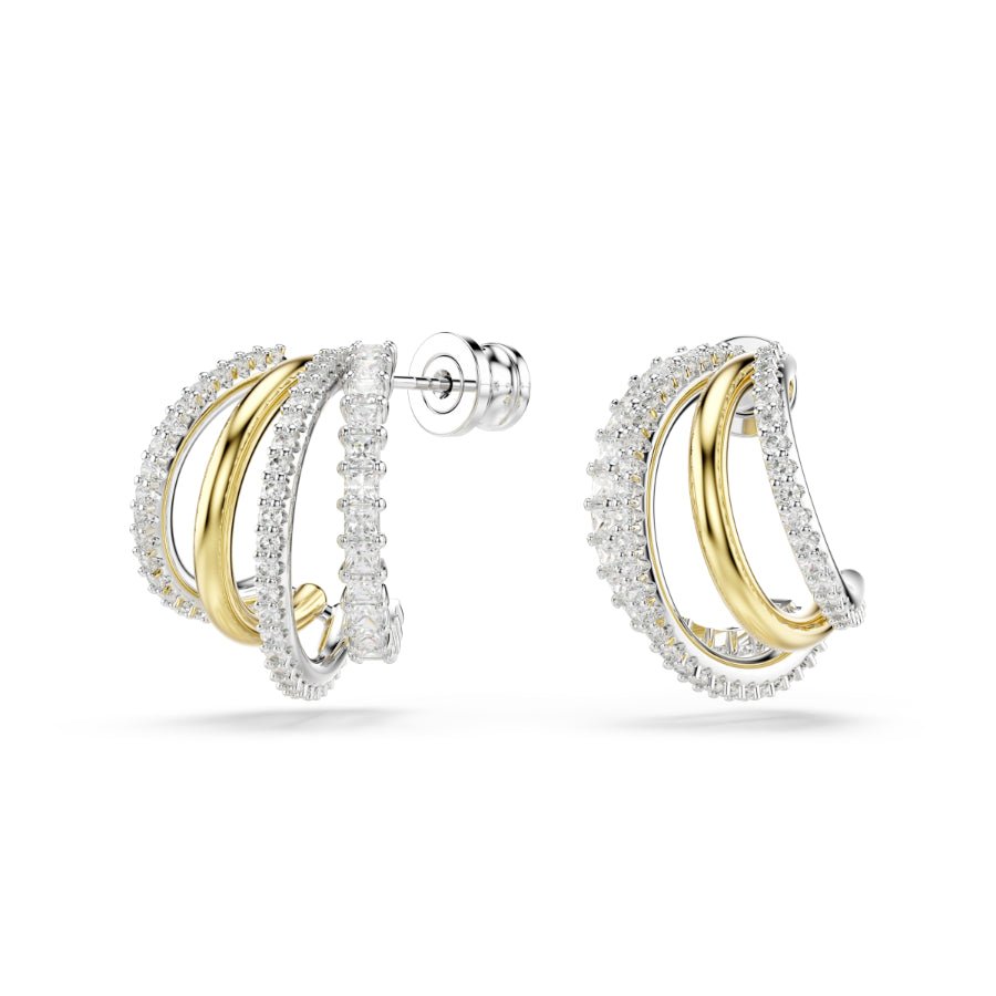 Swarovski Hyperbola Hoop Earrings, Mixed Cuts, Mini, White, Mixed Metal Finish -Swarovski