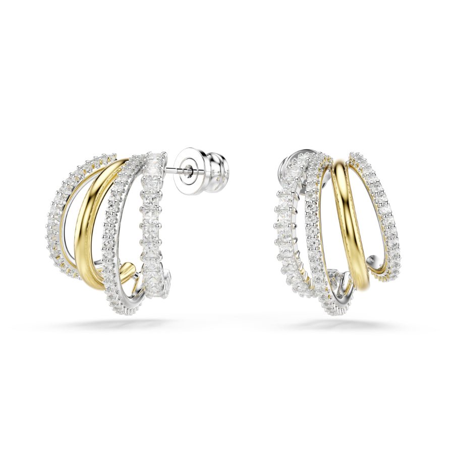 Swarovski Hyperbola Hoop Earrings, Mixed Cuts, Mini, White, Mixed Metal Finish -Swarovski