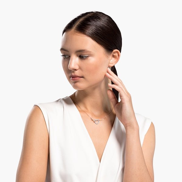 Swarovski Hyperbola necklace Infinity and heart, White, Mixed metal finish -Swarovski