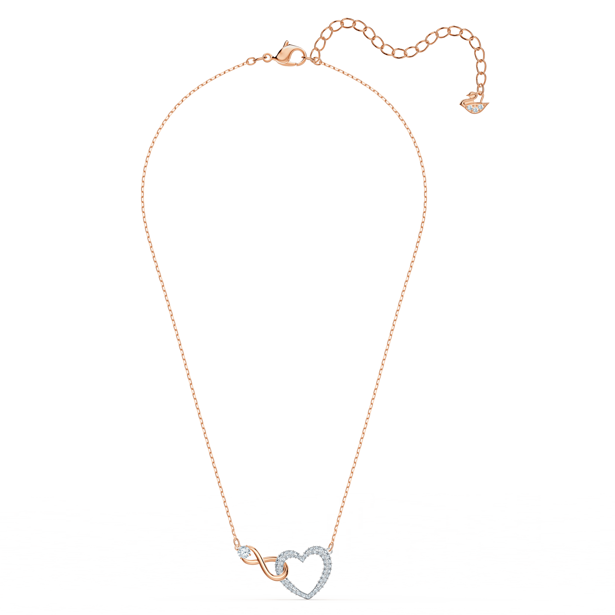 Swarovski Hyperbola necklace Infinity and heart, White, Mixed metal finish -Swarovski