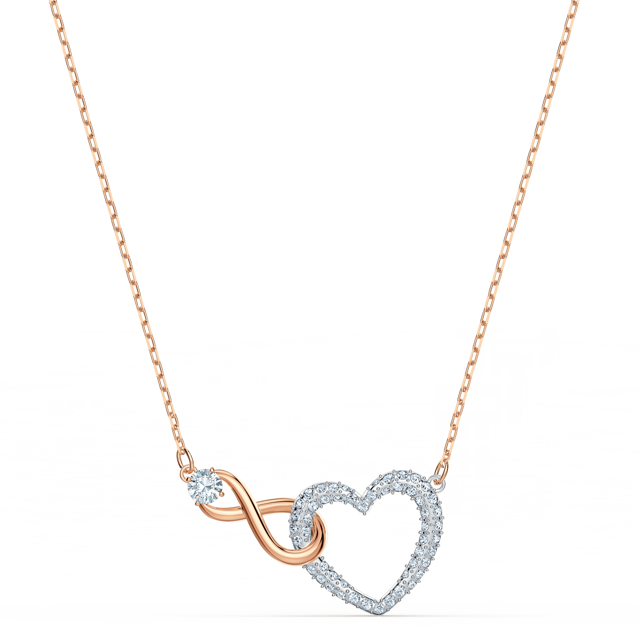 Swarovski Hyperbola necklace Infinity and heart, White, Mixed metal finish -Swarovski