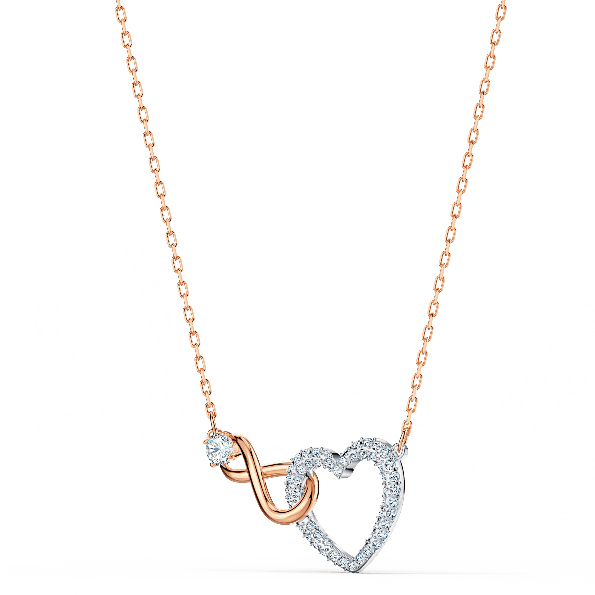 Swarovski Hyperbola necklace Infinity and heart, White, Mixed metal finish -Swarovski