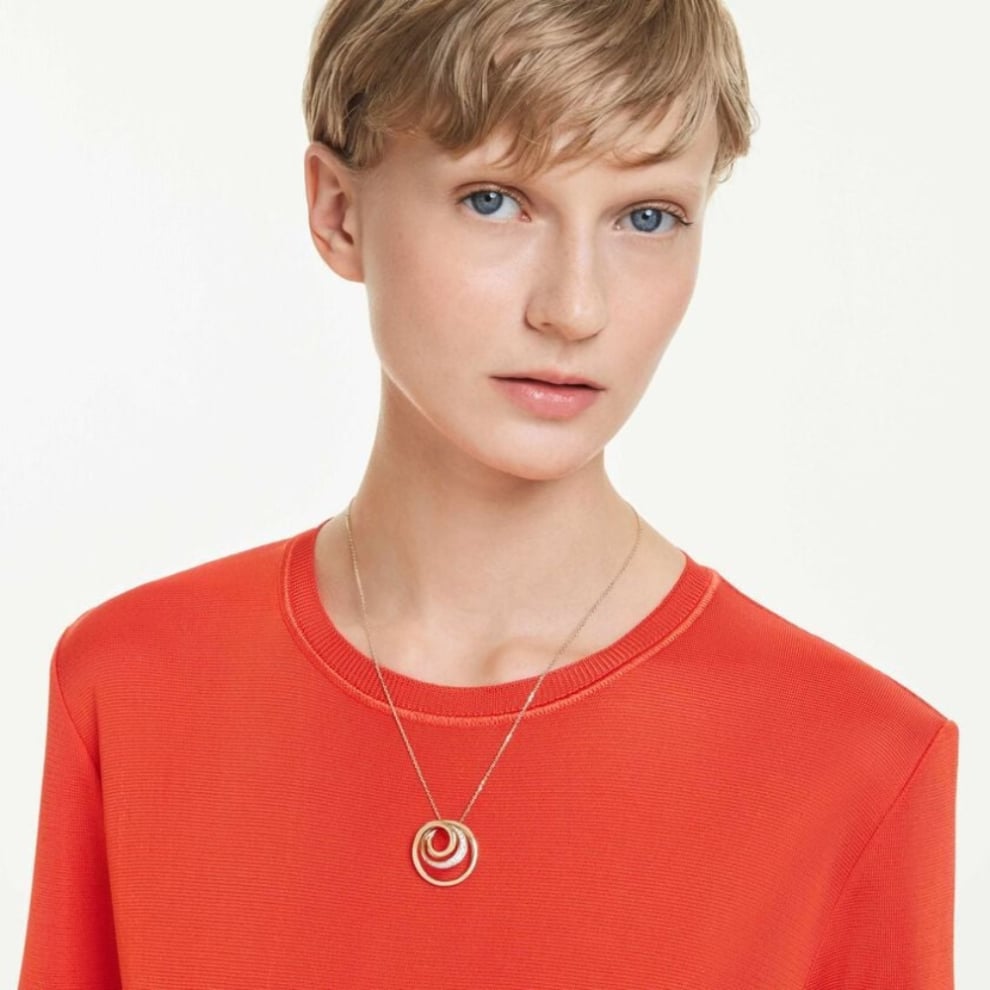Swarovski Hyperbola Necklace, Round cut, White, Gold-tone plated -Swarovski