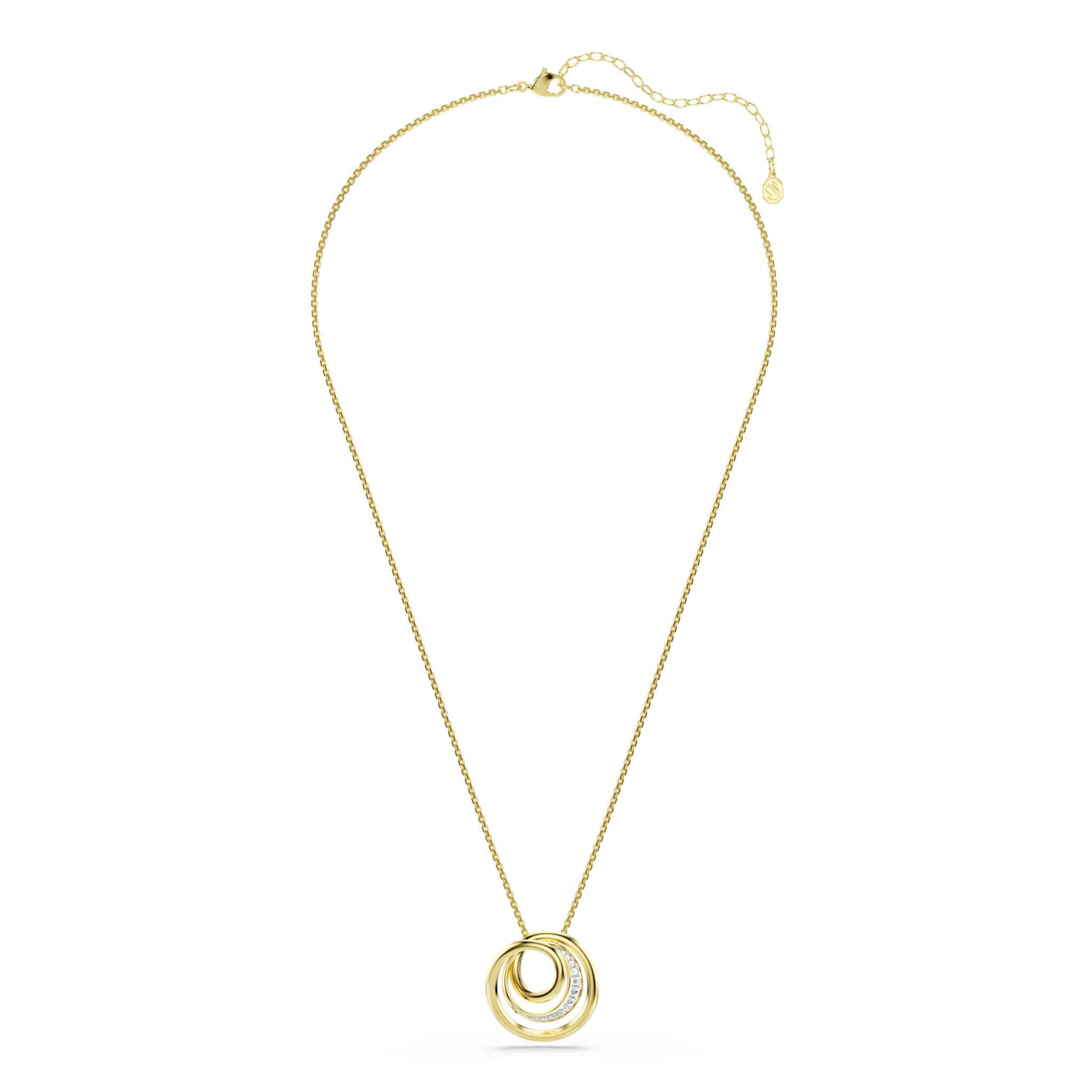Swarovski Hyperbola Necklace, Round cut, White, Gold-tone plated -Swarovski