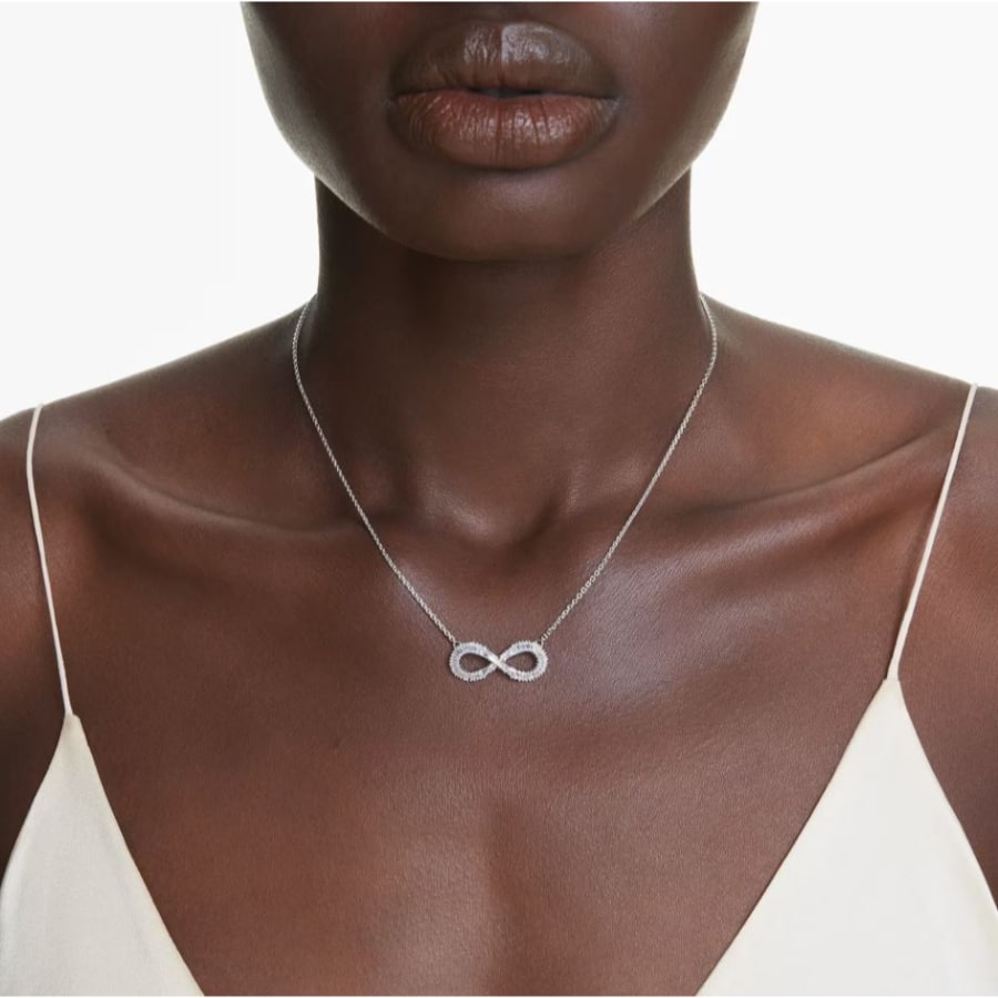 Swarovski Hyperbola Pendant Infinity, White, Rhodium Plated -Swarovski