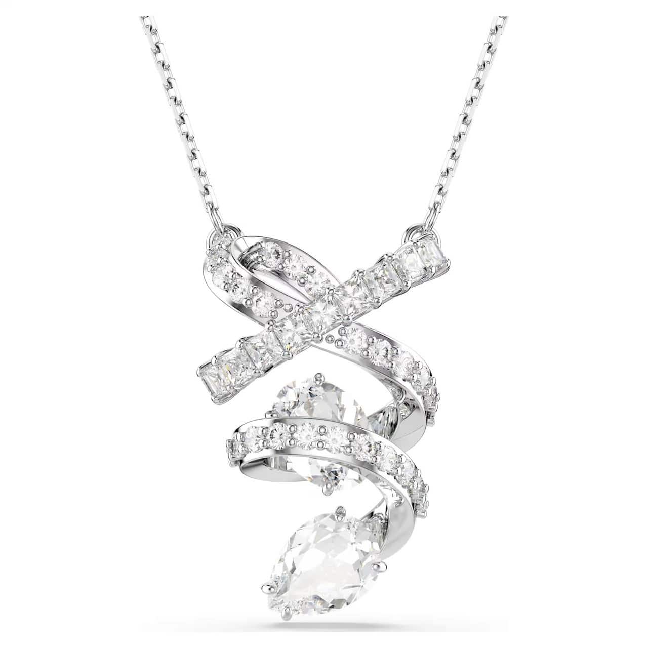 Swarovski Hyperbola Pendant Mixed Cut, White, Rhodium Plated -Swarovski