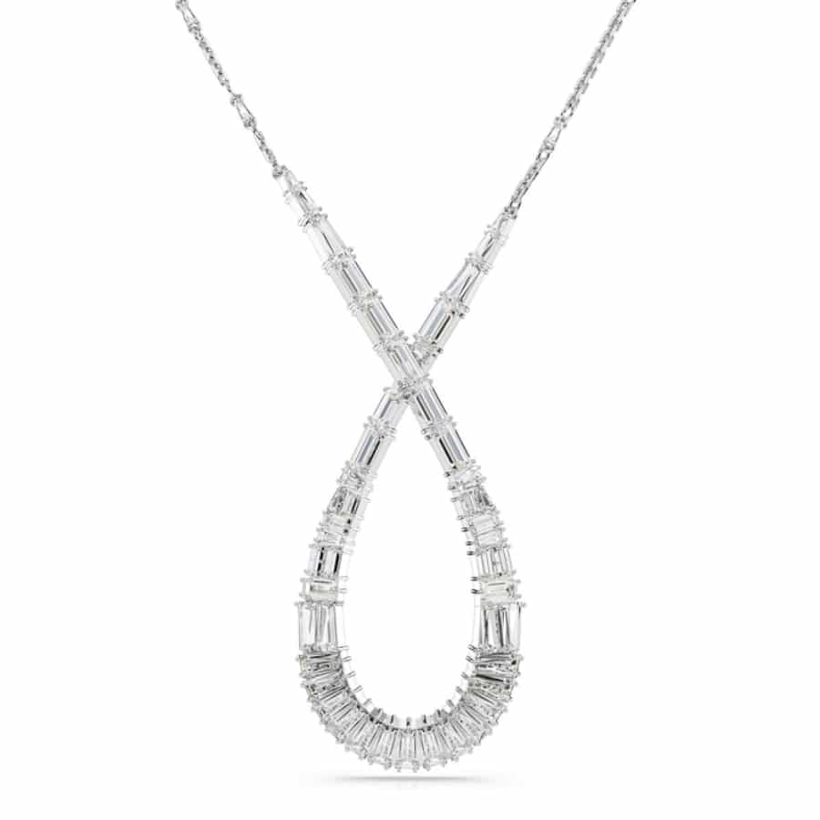 Swarovski Hyperbola Pendant Mixed cuts, Infinity, White, Rhodium Plated -Swarovski