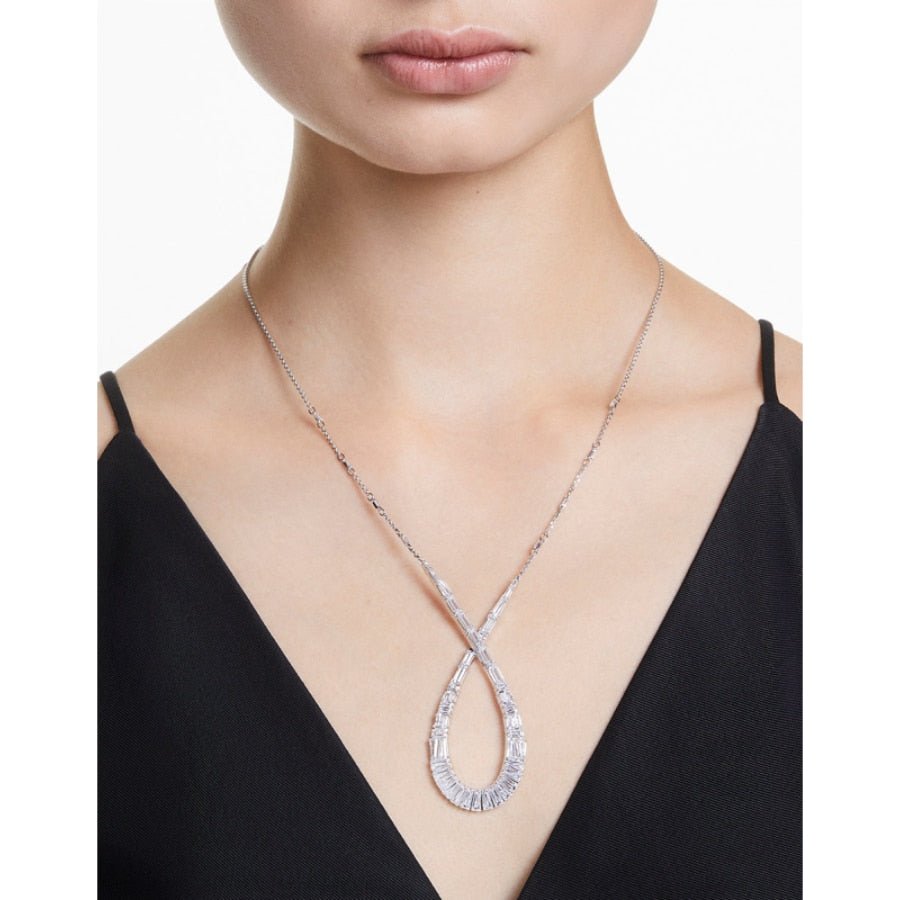 Swarovski Hyperbola Pendant Mixed cuts, Infinity, White, Rhodium Plated -Swarovski