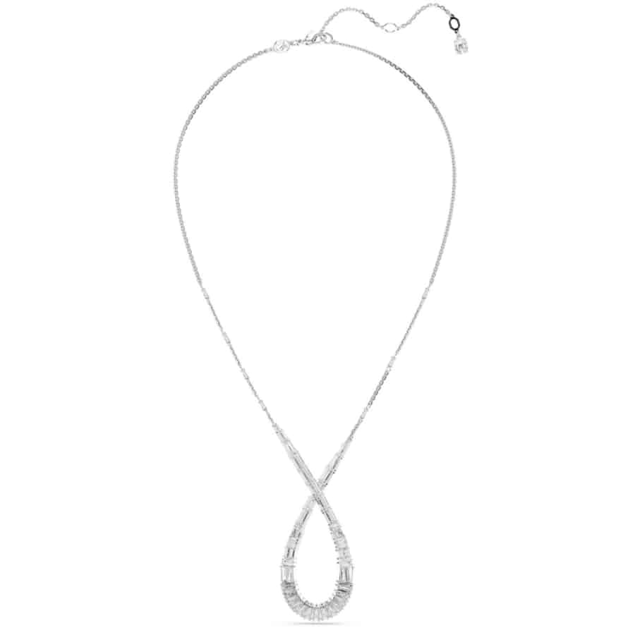 Swarovski Hyperbola Pendant Mixed cuts, Infinity, White, Rhodium Plated -Swarovski