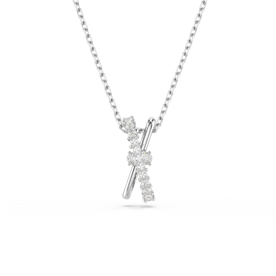 Swarovski Hyperbola Pendant, Mixed Cuts, Twist, White, Rhodium Plated -Swarovski