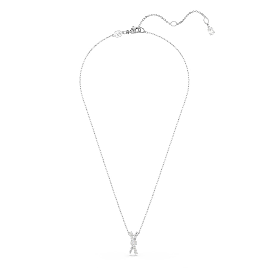 Swarovski Hyperbola Pendant, Mixed Cuts, Twist, White, Rhodium Plated -Swarovski