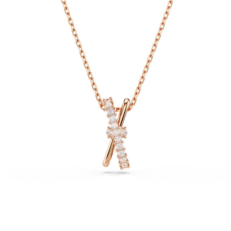 Swarovski Hyperbola Pendant, Mixed Cuts, Twist, White, Rose Gold-Tone Plated -Swarovski