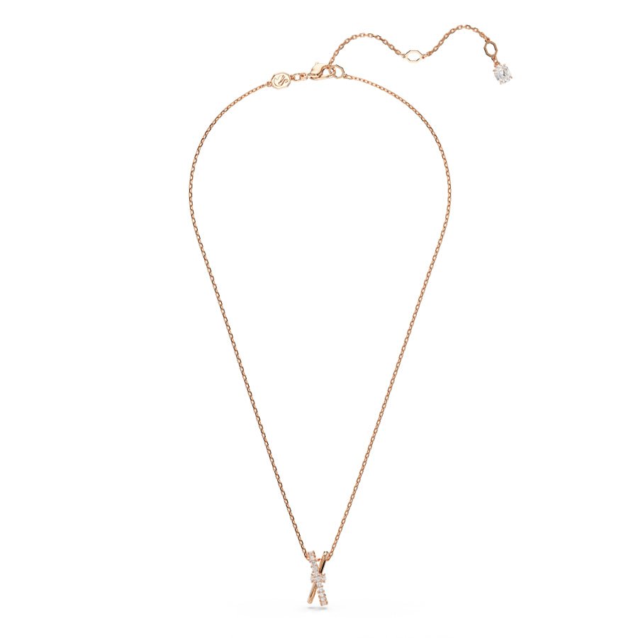 Swarovski Hyperbola Pendant, Mixed Cuts, Twist, White, Rose Gold-Tone Plated -Swarovski