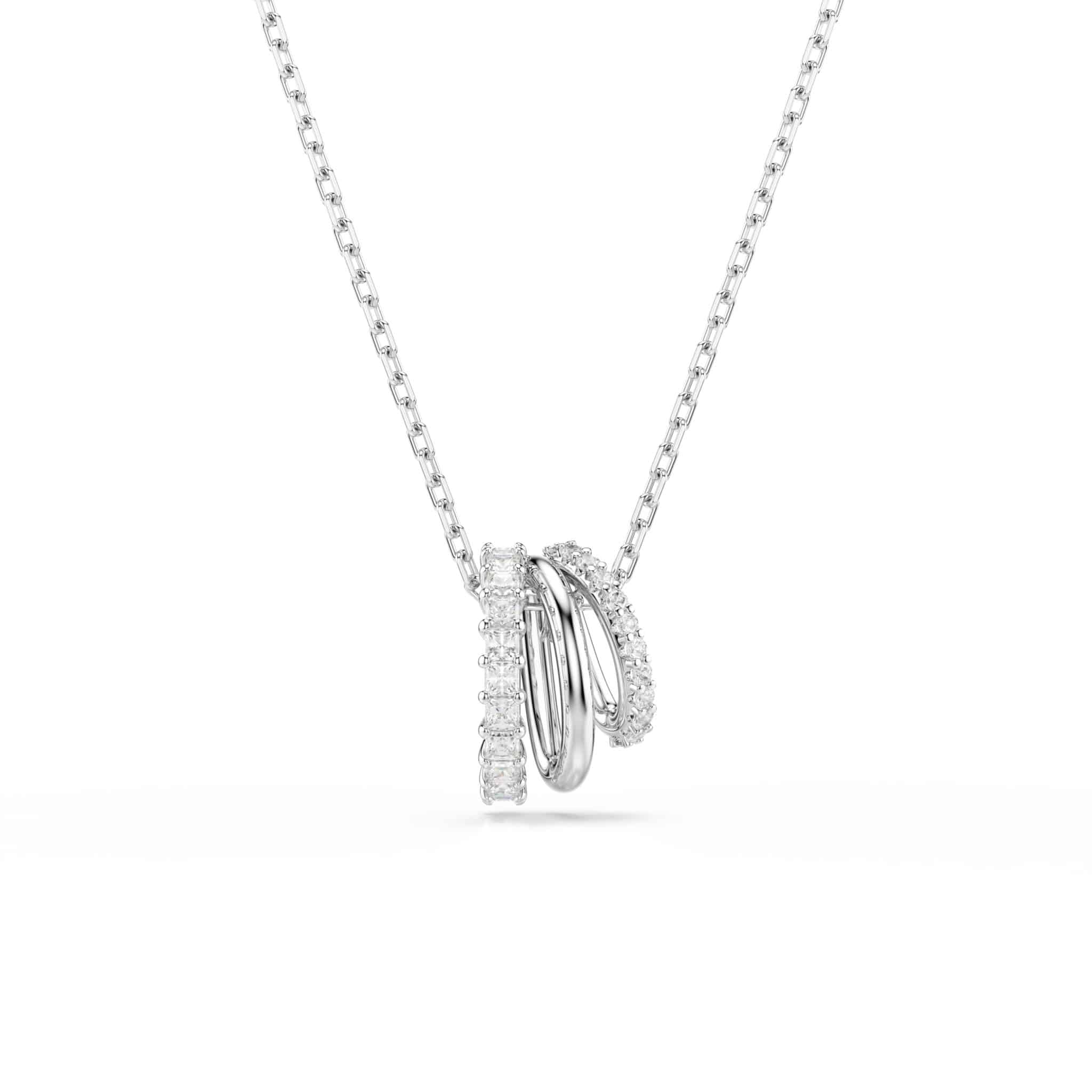 Swarovski Hyperbola Pendant, Round cut, White, Rhodium plated -Swarovski