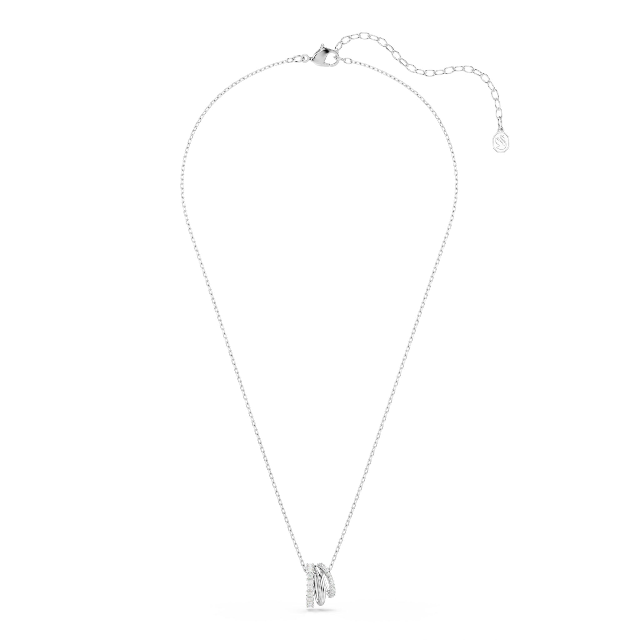 Swarovski Hyperbola Pendant, Round cut, White, Rhodium plated -Swarovski