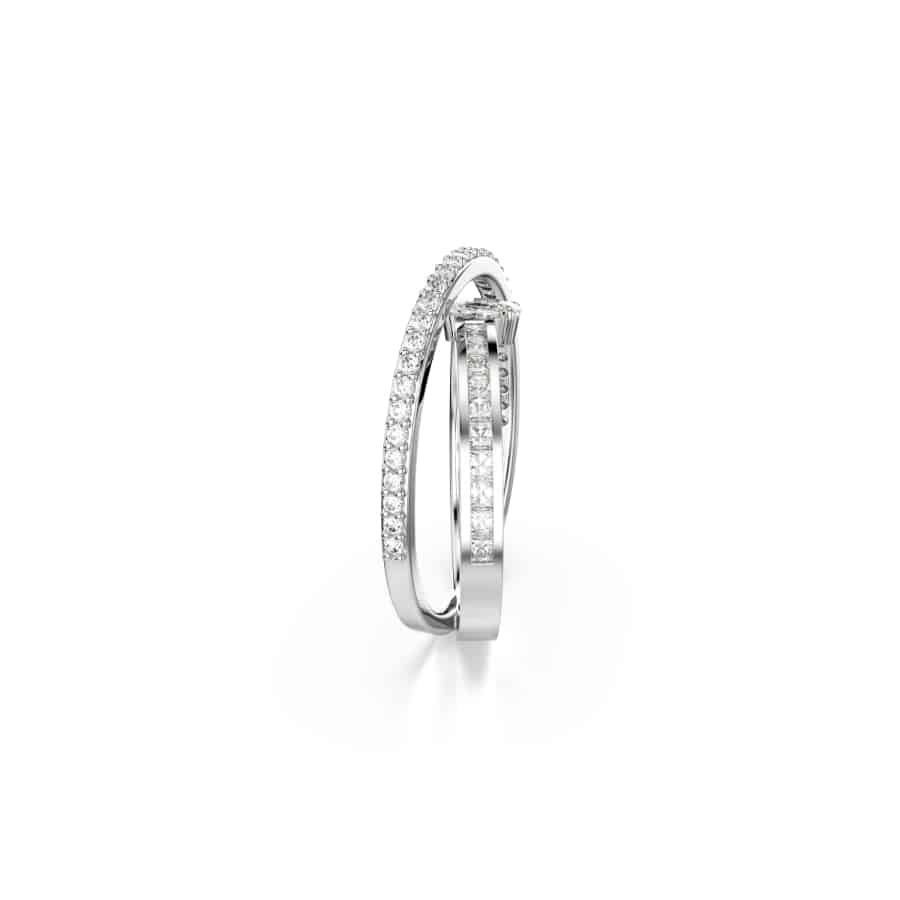 Swarovski Hyperbola Ring, Mixed Cuts, White, Rhodium Plated -Swarovski