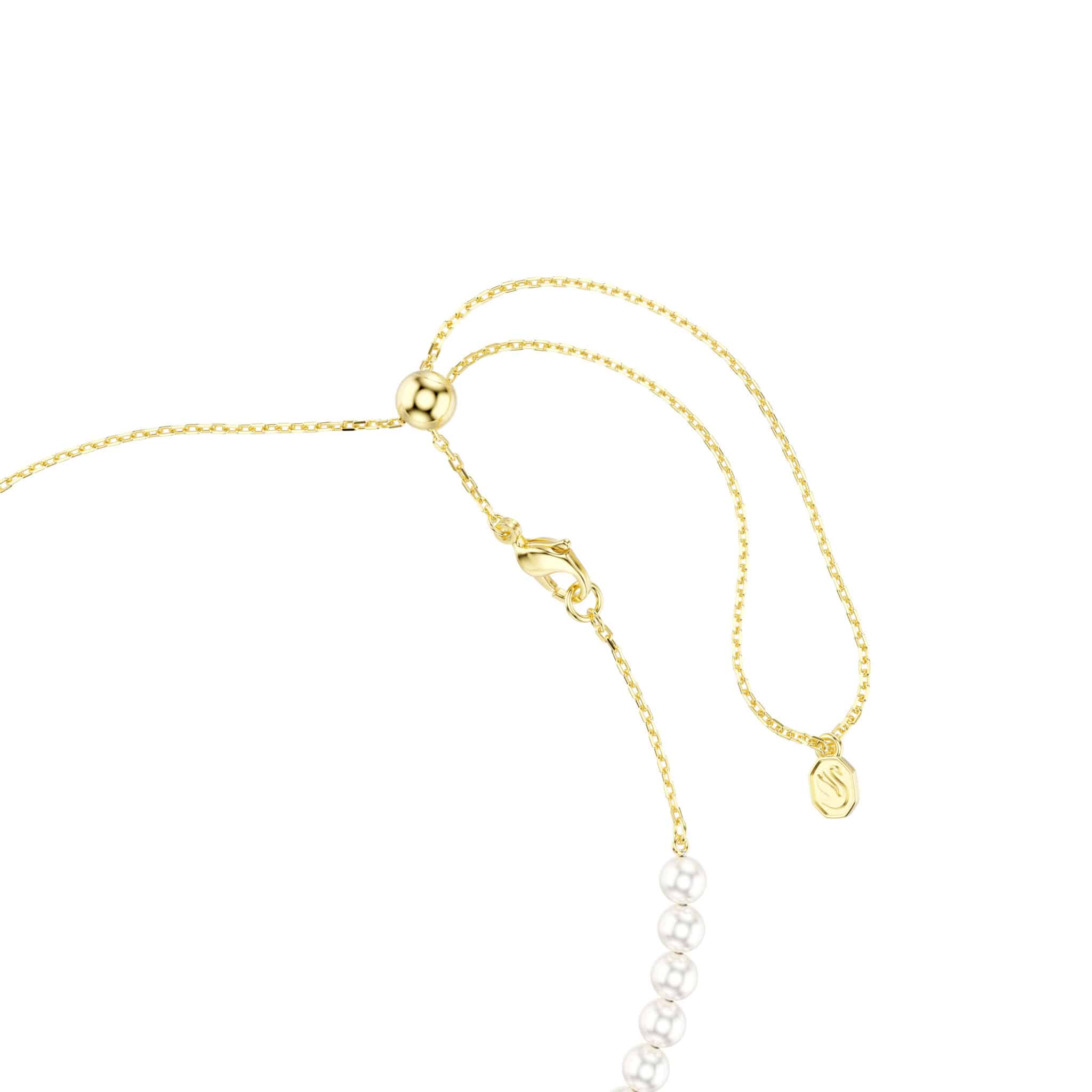 Swarovski Idyllia Choker, Crystal pearl, Mixed cuts, Bee, White, Gold-tone plated -Swarovski